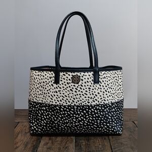 Tory Burch Kerrington Dotted Dot Pony Shopper Tote Shoulder Bag, EUC